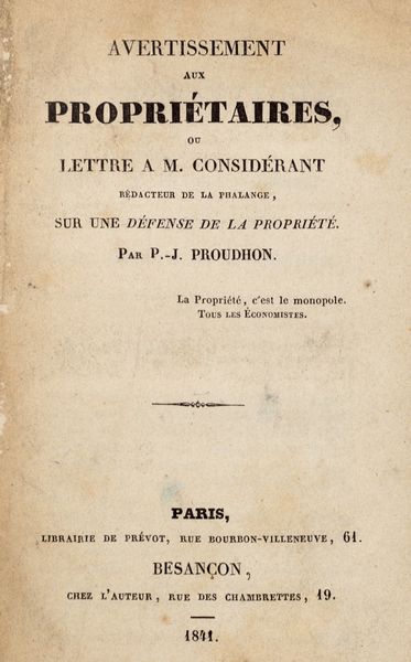 Pierre-Joseph Proudhon : Banque du Peuple: suivie du rapport de la commission des delegues du Luxembourg  - Asta Libri, autografi e stampe - Associazione Nazionale - Case d'Asta italiane