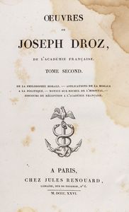 Francois Xavier Joseph Droz : conomie politique ou principes de la science des richesses.  - Asta Libri, autografi e stampe - Associazione Nazionale - Case d'Asta italiane