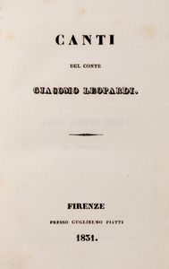 Leopardi, Giacomo - Petrarca, Francesco : Rime di Francesco Petrarca colla interpretazione composta da conte Giacomo Leopardi  - Asta Libri, autografi e stampe - Associazione Nazionale - Case d'Asta italiane