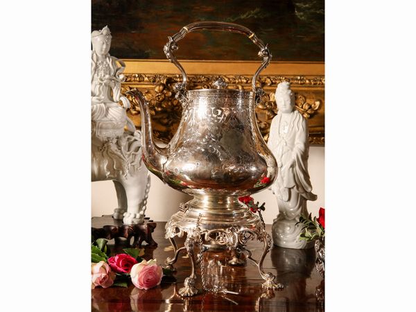 Samovar in metallo argentato  - Asta Arredi e Dipinti dal Castello di Gamberaia a Firenze - Associazione Nazionale - Case d'Asta italiane