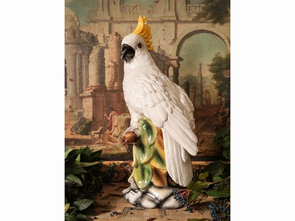 Grande pappagallo in ceramica  - Asta Arredi e Dipinti dal Castello di Gamberaia a Firenze - Associazione Nazionale - Case d'Asta italiane