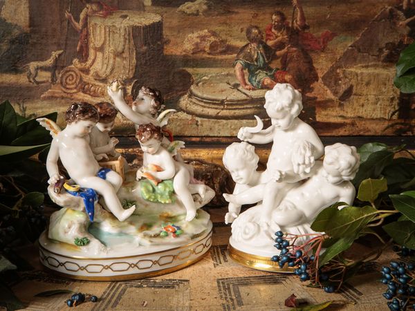Due piccoli gruppi in porcellana  - Asta Arredi e Dipinti dal Castello di Gamberaia a Firenze - Associazione Nazionale - Case d'Asta italiane