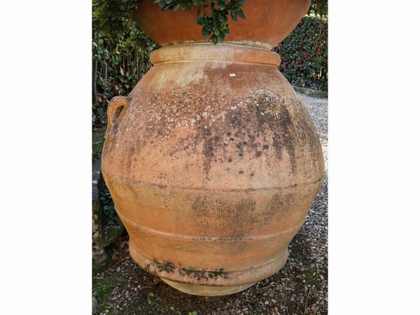 Orcio in terracotta di Galestro, F. Bianchi Impruneta  - Asta Arredi e Dipinti dal Castello di Gamberaia a Firenze - Associazione Nazionale - Case d'Asta italiane