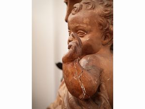 Scultore francese nella cerchia di Jean-Baptiste Pigalle : Madonna con Bambino  - Asta Arredi e Dipinti dal Castello di Gamberaia a Firenze - Associazione Nazionale - Case d'Asta italiane