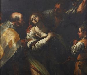 STROZZI BERNARDO (1581 - 1644) : Martirio di Santa Lucia  - Asta Asta 387 | ARTE ANTICA E DEL XIX SECOLO - DAL RINASCIMENTO AL SIMBOLISMO: OPERE DA COLLEZIONI ITALIANE Tradizionale - Associazione Nazionale - Case d'Asta italiane