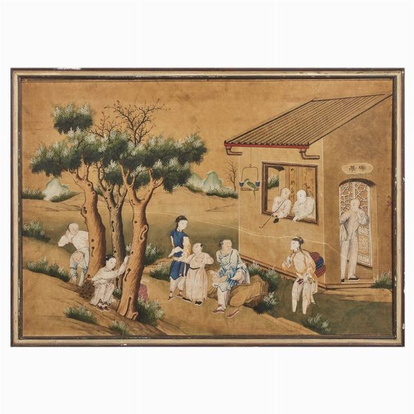 SERIE DI SEI DISEGNI, CINA, DINASTIA QING, SEC. XVIII  - Asta Arte Orientale | 东方艺术 - Associazione Nazionale - Case d'Asta italiane