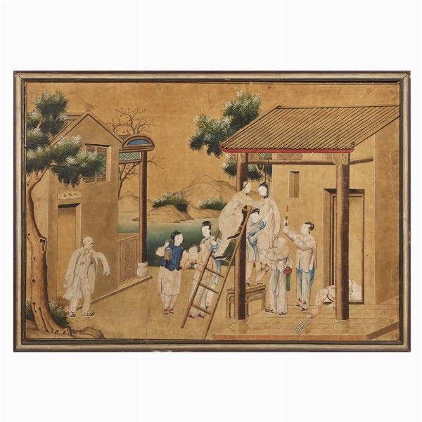 SERIE DI SEI DISEGNI, CINA, DINASTIA QING, SEC. XVIII  - Asta Arte Orientale | 东方艺术 - Associazione Nazionale - Case d'Asta italiane