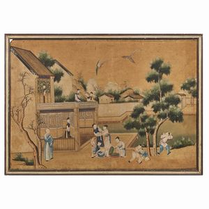 SERIE DI SEI DISEGNI, CINA, DINASTIA QING, SEC. XVIII  - Asta Arte Orientale | 东方艺术 - Associazione Nazionale - Case d'Asta italiane