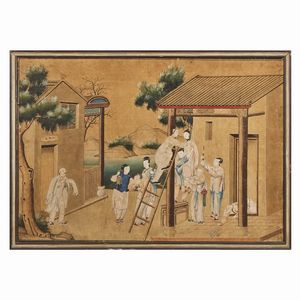 SERIE DI SEI DISEGNI, CINA, DINASTIA QING, SEC. XVIII  - Asta Arte Orientale | 东方艺术 - Associazione Nazionale - Case d'Asta italiane