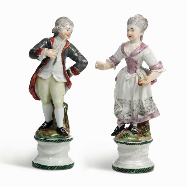 Coppia di figurine <BR>Nove, Manifattura Antonibon, gestione Parolin, 1781-1802<BR><BR>  - Asta Maioliche e Porcellane - Associazione Nazionale - Case d'Asta italiane