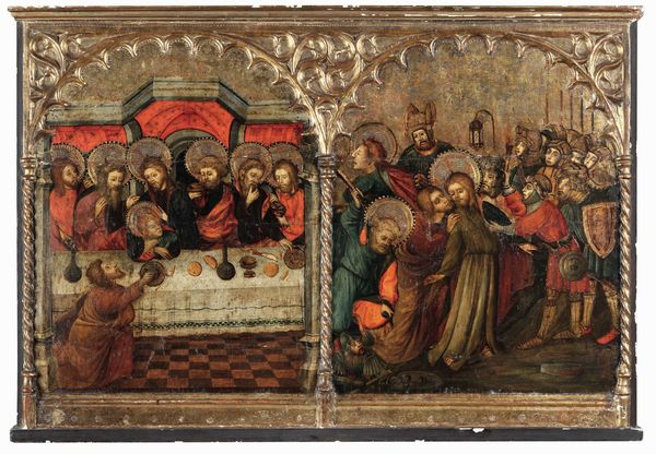 Pere Nicolau, Seguace di : L'Ultima Cena e la Cattura di Cristo nel Getsemani  - Asta Old Masters - Associazione Nazionale - Case d'Asta italiane