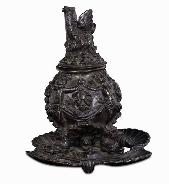 Calamaio. Bronzo fuso e patinato. Arte rinascimentale veneta del XVI secolo. Ambito di Andrea Briosco detto Riccio (Padova 1470-1533)  - Asta Scultura e Oggetti d'Arte - Associazione Nazionale - Case d'Asta italiane