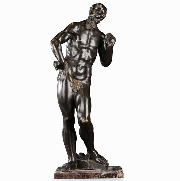 Ercole  Bronzo fuso, cesellato e patinato Fonditore veneto attivo tra XVI e XVII secolo Ambito di Tiziano Aspetti (Padova 1557/59 - Pisa 1606)  - Asta Scultura e Oggetti d'Arte - Associazione Nazionale - Case d'Asta italiane