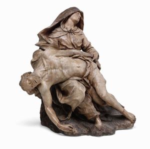 Piet. Gruppo in terracotta. Scultore barocco di influenza berniniana attivo a Roma nel XVII-XVIII secolo  - Asta Scultura e Oggetti d'Arte - Associazione Nazionale - Case d'Asta italiane