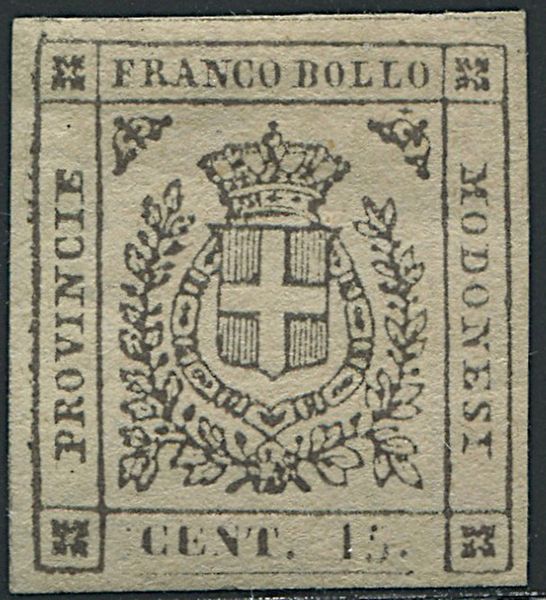 1859, Modena, Gov. Provvisorio, 15 cent. grigio nero (S. 14b),  - Asta Filatelia e Storia Postale - Associazione Nazionale - Case d'Asta italiane