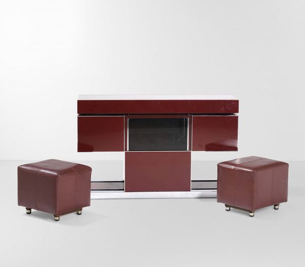 WILLY RIZZO : Mobile bar con sgabelli  - Asta Design Lab - Associazione Nazionale - Case d'Asta italiane