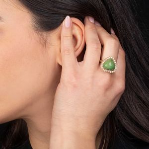 ANELLO A FORMA DI CUORE CON TURCHESE E DIAMANTI  - Asta Gioielli - Associazione Nazionale - Case d'Asta italiane