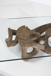 TREVI CLAUDIO (1928 - 1987) : attribuito. Tavolino da salotto con base scultorea  - Asta Asta 393 | DESIGN E ARTI DECORATIVE DEL NOVECENTO Online - Associazione Nazionale - Case d'Asta italiane