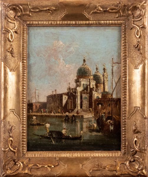 Imitatore di Francesco Guardi : Veduta di Punta della Dogana con Santa Maria della Salute  - Asta Incanti d'arte - Associazione Nazionale - Case d'Asta italiane