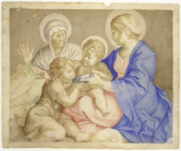 da Annibale Carracci, secolo XVII : Madonna con il Bambino, San Giovannino e Santa Elisabetta  - Asta Incanti d'arte - Associazione Nazionale - Case d'Asta italiane