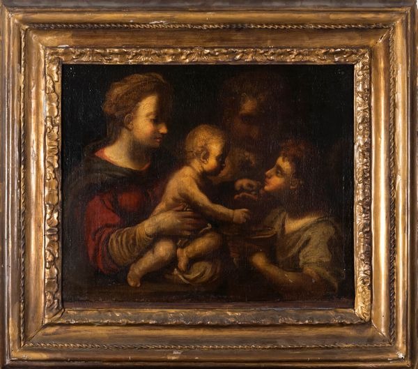 Scuola italiana, secolo XVII : Matrimonio mistico di Santa Caterina  - Asta Incanti d'arte - Associazione Nazionale - Case d'Asta italiane