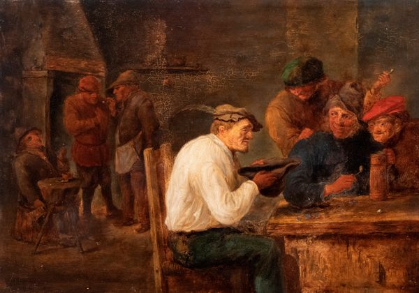 Scuola olandese, secolo XIX : Scena di taverna con giocatori  - Asta Incanti d'arte - Associazione Nazionale - Case d'Asta italiane