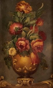 Scuola italiana, secolo XX : Coppia di nature morte con fiori in un vaso  - Asta Incanti d'arte - Associazione Nazionale - Case d'Asta italiane