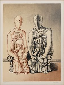 Giorgio de Chirico : Gli archeologi  - Asta Asta a tempo di Arte Moderna e Contemporanea - Associazione Nazionale - Case d'Asta italiane