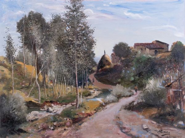 Paesaggio in collina  - Asta PARADE II - Dipinti del XIX e XX secolo  - Associazione Nazionale - Case d'Asta italiane