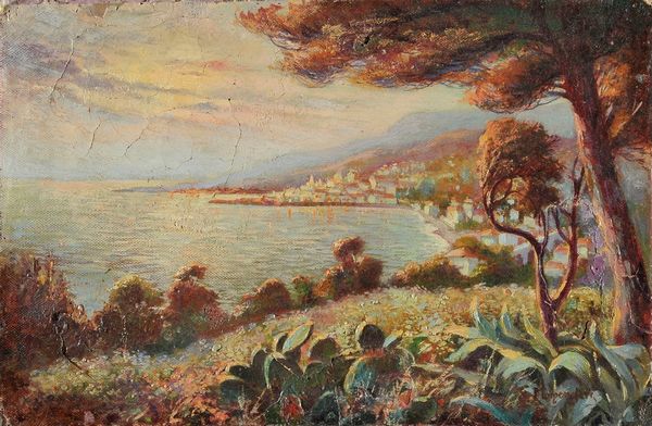 Positano, veduta del golfo  - Asta PARADE II - Dipinti del XIX e XX secolo  - Associazione Nazionale - Case d'Asta italiane