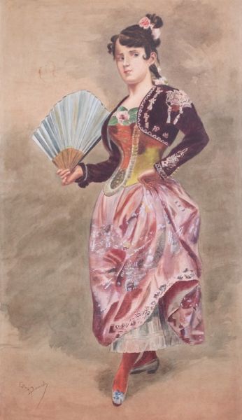 Dama spagnola  - Asta PARADE II - Dipinti del XIX e XX secolo  - Associazione Nazionale - Case d'Asta italiane