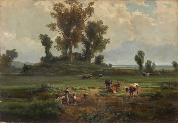 CORSI DI BOGNASCO GIACINTO (1829 - 1909) : Paesaggio con personaggi e armenti  - Asta Asta 395 | ARTE ANTICA E DEL XIX SECOLO Online - Associazione Nazionale - Case d'Asta italiane