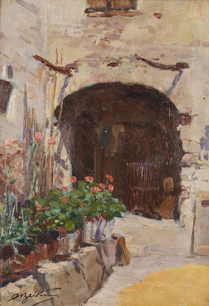 BELTRAME ACHILLE (1871 - 1945) : Rustico con gerani  - Asta Asta 395 | ARTE ANTICA E DEL XIX SECOLO Online - Associazione Nazionale - Case d'Asta italiane