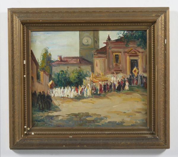 VELLAN FELICE (1889 - 1976) : Processione nel canavese  - Asta Asta 395 | ARTE ANTICA E DEL XIX SECOLO Online - Associazione Nazionale - Case d'Asta italiane