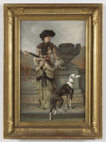 SACCAGGI CESARE (1868 - 1934) : Ritratto di gentildonna con cane.  - Asta Asta 395 | ARTE ANTICA E DEL XIX SECOLO Online - Associazione Nazionale - Case d'Asta italiane