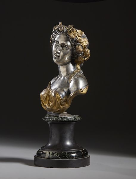 SCULTORE DEL XIX SECOLO : Busto di Baccante in bronzo argentato e dorato  - Asta Asta 395 | ARTE ANTICA E DEL XIX SECOLO Online - Associazione Nazionale - Case d'Asta italiane