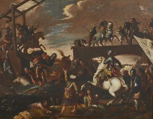 ARTISTA DEL XVII SECOLO : Scena di battaglia  - Asta Asta 395 | ARTE ANTICA E DEL XIX SECOLO Online - Associazione Nazionale - Case d'Asta italiane