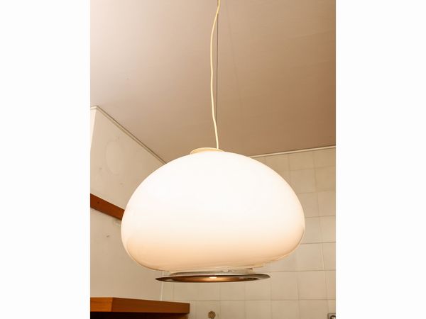 Pier Giacomo e Achille Castiglioni : Lampada a sospensione Bianco e nero, produzione Flos, Anni Settanta  - Asta L'Arte di Arredare - Associazione Nazionale - Case d'Asta italiane