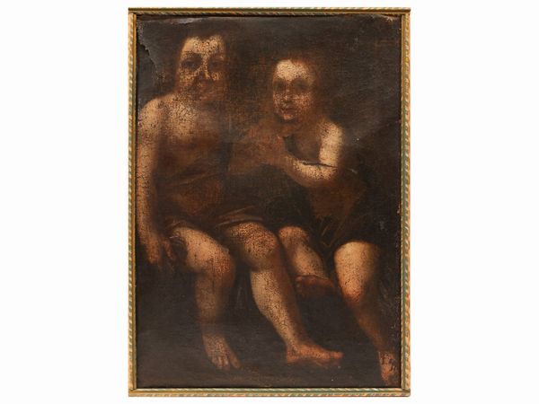 Scuola toscana del XVII secolo : Ges Bambino e San Giovannino  - Asta L'Arte di Arredare - Associazione Nazionale - Case d'Asta italiane