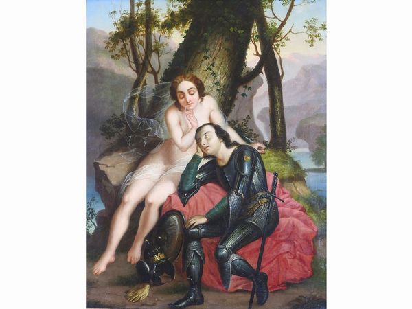 Seguace di Ary Scheffer del XIX secolo : Scena dall'Orlando Furioso  - Asta L'Arte di Arredare - Associazione Nazionale - Case d'Asta italiane