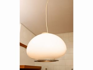 Pier Giacomo e Achille Castiglioni - Lampada a sospensione Bianco e nero, produzione Flos, Anni Settanta