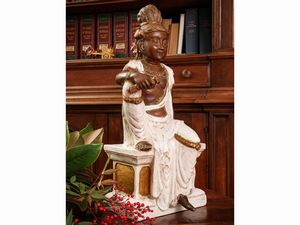 Figura orientale in terracotta smaltata e patinata, Zaccagnini  - Asta L'Arte di Arredare - Associazione Nazionale - Case d'Asta italiane