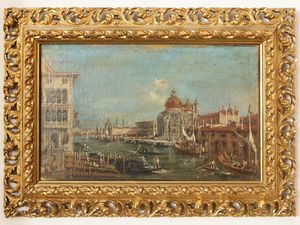 Scuola veneta del XIX secolo - Scorcio veneziano con la Basilica della Salute