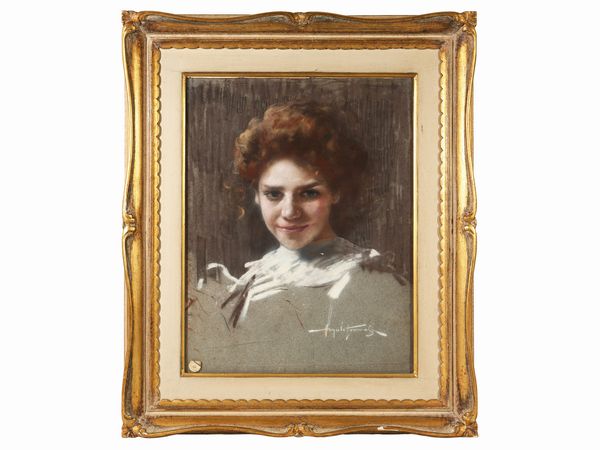 Angiolo Tommasi : Ritratto di ragazza 1900 circa  - Asta Arte Moderna e Contemporanea - Associazione Nazionale - Case d'Asta italiane