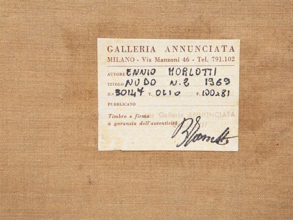 Ennio Morlotti : Nudo n. 2 1969  - Asta Arte Moderna e Contemporanea - Associazione Nazionale - Case d'Asta italiane