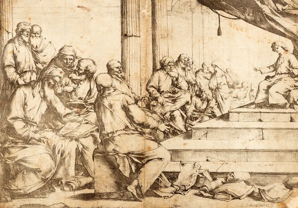 Luca Giordano : Gesù tra i Dottori  - Asta Libri, Autografi e Stampe - Associazione Nazionale - Case d'Asta italiane