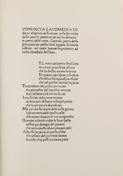 DANTE ALIGHIERI : La Comedia di dante alleghieri  - Asta Libri, Autografi e Stampe - Associazione Nazionale - Case d'Asta italiane