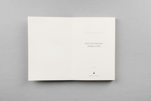 Joseph Kosuth : Letters from Wittgenstein, Abridged in Ghent  - Asta Libri d'Artista e Cataloghi d'Arte - Associazione Nazionale - Case d'Asta italiane