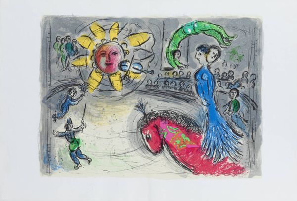 MARC CHAGALL Vitebsk (Russia) 1887 - 1985 Saint-Paul de Vence (Costa Azzurra) : Soleil au cheval rouge 1979  - Asta Grafica - Associazione Nazionale - Case d'Asta italiane