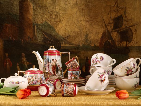Servizio da caffè in porcellana, Ginori, iinizio del XX secolo  - Asta L'Arte di Arredare - Associazione Nazionale - Case d'Asta italiane